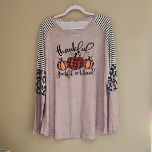 SHEIN Thankful Graphic Tunic with Pumpkin Design